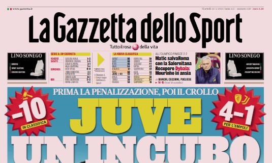 La Gazzetta dello Sport apre sulla penalizzazione ai bianconeri: "Juve, un incubo"