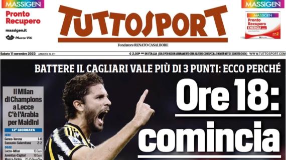 Tuttosport in apertura sulla lotta Scudetto: "Ore 18: comincia Juventus-Inter"