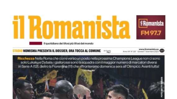 Roma squadra con più marcatori in Serie A. Il Romanista titola: "Dodici volts"