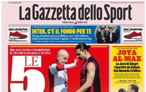 L'apertura de La Gazzetta dello Sport sul Milan: "Le 5 giornate di Pioli"