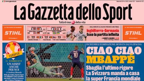 L'apertura odierna de La Gazzetta dello Sport: "Conte: «Voto Mancio»"