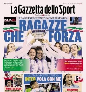 La Gazzetta dello Sport in prima pagina: "Lautaro torna carico: Inter, vola con me"