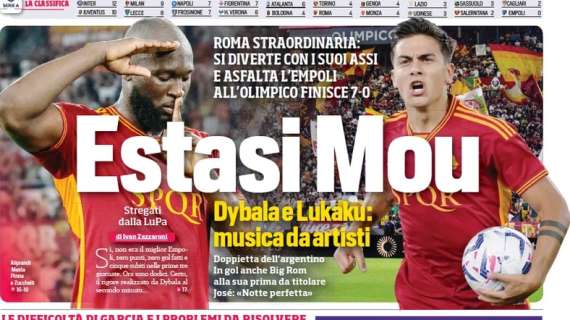 Il Corriere dello Sport in prima pagina: "Estasi Mou. Napoli sono tempi Rudi"