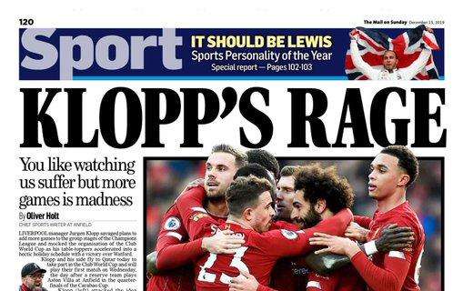 The Mail on Sunday: "Liverpool inarrestabile. La rabbia di Klopp"