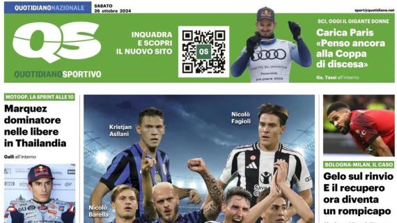 QS Sport in prima pagina su Inter-Juve: "Derby d'Italia talent di stelle"