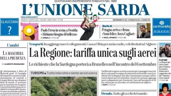 L'Unione Sarda apre con il mercato in entrata del Cagliari: "Petagna arriva e firma"