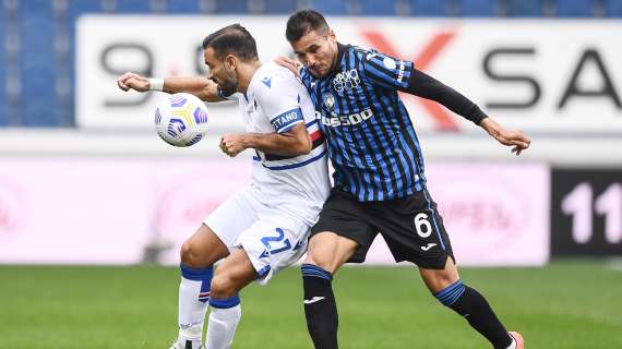 Atalanta-Sampdoria, Quagliarella manca il raddoppio: Sportiello gli para il calcio di rigore