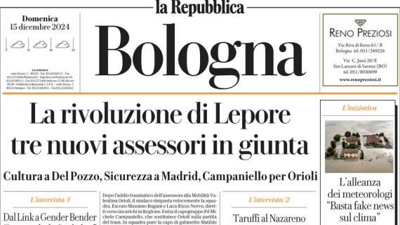 Repubblica (ed. Bologna) in apertura: "In 27mila per sfidare la Fiorentina"