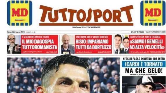 Inter, Tuttosport in prima pagina: "Icardi è tornato, ma che gelo!"
