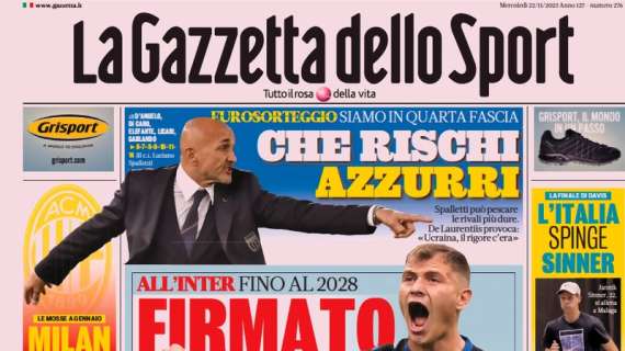 La prima pagina de La Gazzetta dello Sport in apertura sull'Inter: "Firmato Barella"
