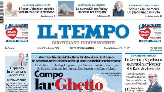 Il Tempo in prima pagina: "La Lazio mette ko il Torino, Roma salvata da Pisilli"