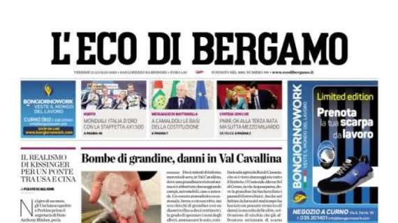 L'Eco di Bergamo in apertura: "Atalanta, 11 gol nell'amichevole con la Val Seriana"