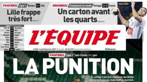 L'apertura de L'Equipe sul Marsiglia: "Punisce il Saint Etienne: sconfitta da incubo"