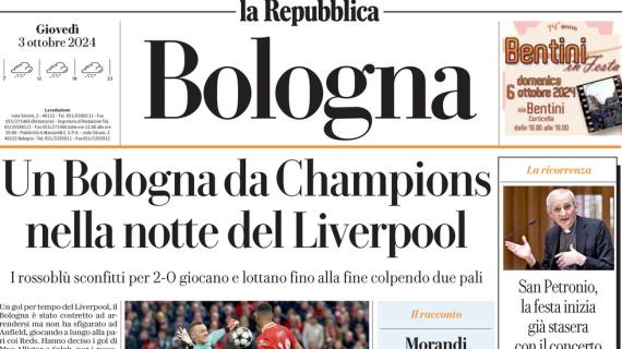 Repubblica (ed. Bologna): "Un Bologna da Champions nella notte del Liverpool"