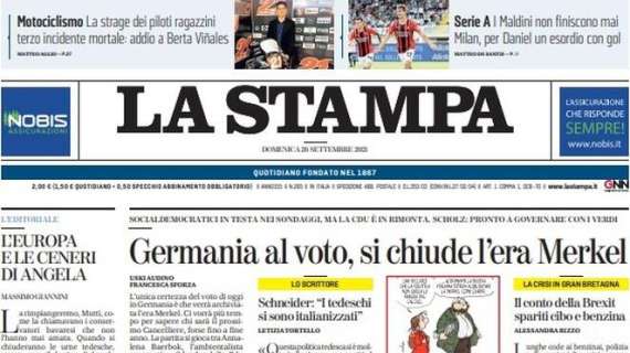 La Stampa apre col Milan: "I Maldini non finiscono mai, per Daniel esordio con gol"