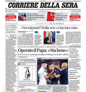 CorSera in apertura sulla finale di Conference: "Fiorentina sconfitta, scontro tra tifosi"