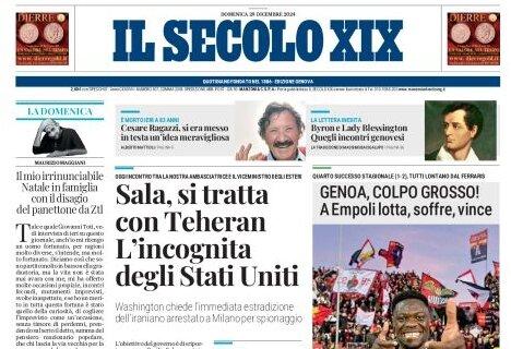 Il Secolo XIX in apertura: "Genoa, colpo grosso! A Empoli lotta, soffre e vince"