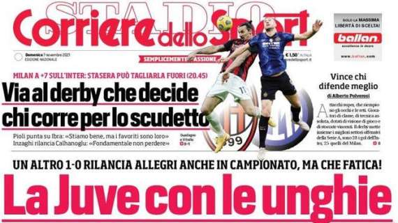 L'apertura del Corriere dello Sport dopo l'1-0 alla Fiorentina: "La Juve con le unghie"
