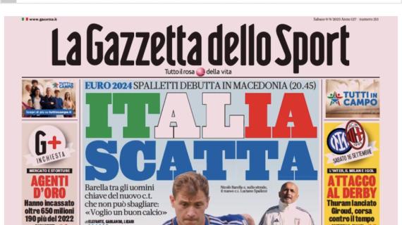 L'apertura de La Gazzetta dello Sport: "Italia scatta"