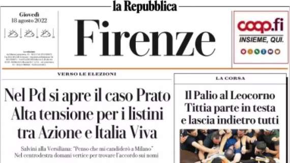 La Repubblica - Firenze titola: “Fiorentina, una notte d’Europa. Al Franchi arriva il Twente”