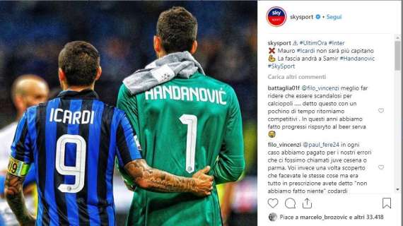 Icardi non è più capitano dell'Inter. E Brozovic mette 'mi piace' 