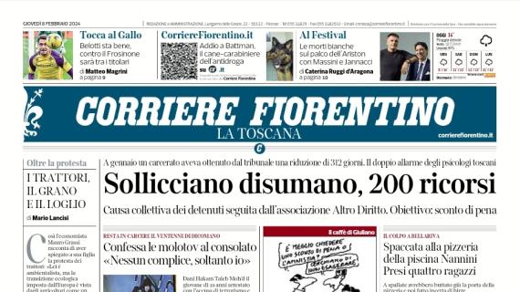 Il Corriere Fiorentino in apertura su Belotti titolare in viola: "Tocca al Gallo"
