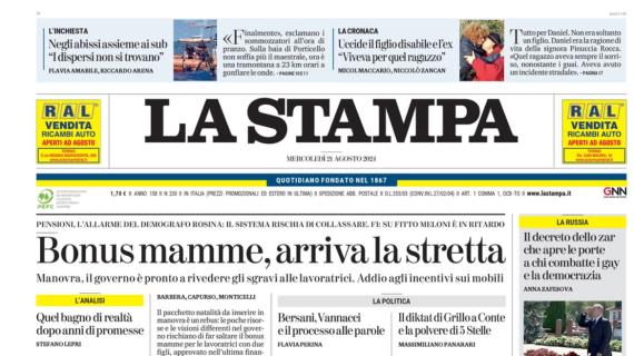 La Stampa in apertura: “Thiago Motta esalta la nuova Juve. Bellanova addio al Toro"