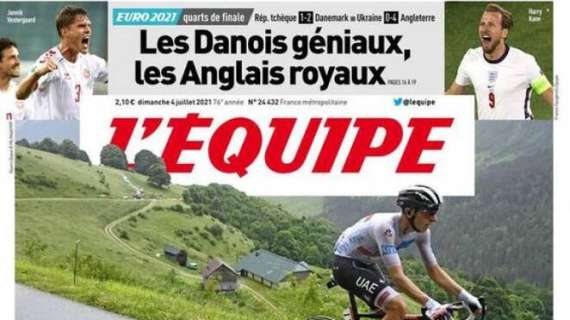 L'Equipe celebra Inghilterra e Danimarca in taglio alto: "Danesi geniali, inglesi reali"