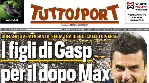 Tuttosport in apertura sul nuovo allenatore Juve: "I figli di Gasp per il dopo Max"