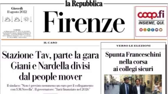 La Repubblica - Firenze in prima pagina: “I sorrisi di Dodô: ‘Voglio lottare per la Champions’”