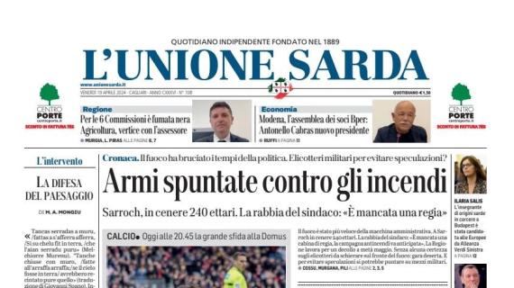 La prima pagina de L'Unione Sarda: "C'è la Juve, la Sardegna urla Forza Cagliari"