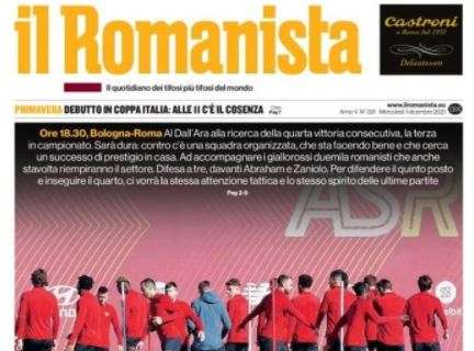 Oggi Bologna-Roma, Il Romanista: "Forza ragazzi"