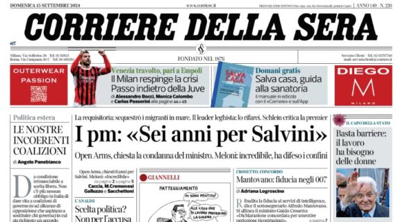 Corriere della Sera: "Il Milan respinge la crisi. Passo indietro della Juve"