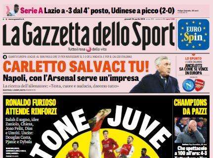 La Gazzetta dello Sport in prima pagina: "Ribaltone Juve"
