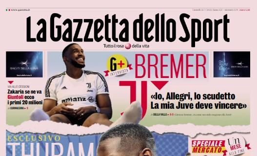 La Gazzetta dello Sport apre con intervista a Thuram: "Parlerò con i gol. Io diverso da Lukaku"