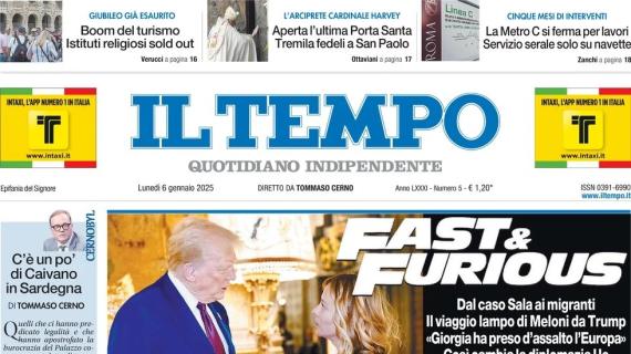 Il Tempo in apertura: "Ranieri si conferma mister derby, la Roma vince ancora. Lazio ko"