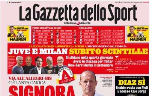 L'apertura de La Gazzetta dello Sport sulla Juventus: "Signora, sei già al Max"
