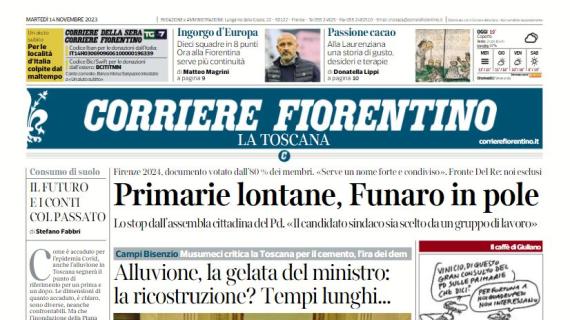 Il Corriere Fiorentino in prima pagina sulla classifica viola: "Ingorgo d'Europa"