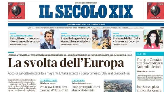 Il Secolo XIX: "Crisi d'impresa, si cambia: calciomercato bloccato per chi ne beneficerà"