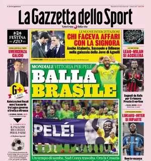 La Gazzetta dello Sport in apertura esalta il successo dei verdeoro: "Balla Brasile"