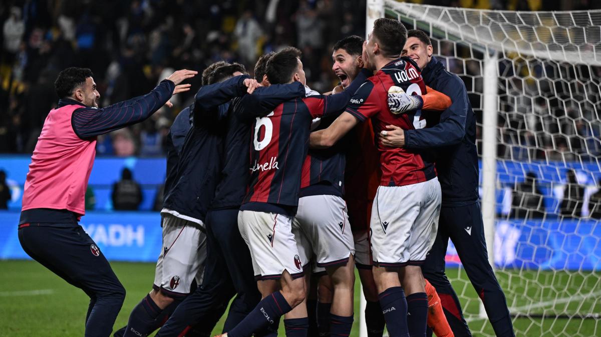 I rossoblù vincono e vanno in finale di Supercoppa. Corriere di Bologna: "L'impresa del Bologna"