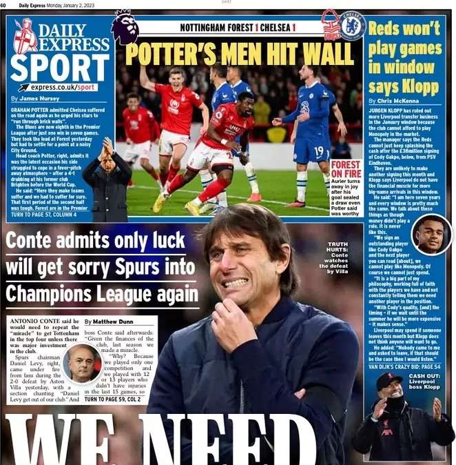 Le aperture inglesi - Conte ammette che al Tottenham serve un miracolo per la Champions