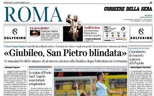 La prima pagina del Corriere di Roma: "La Lazio con l'uomo in più passa solo nel finale"