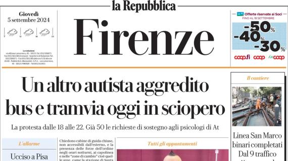 Repubblica (ed. Firenze) apre: "Kean, Gosens e gli altri: voglia di rilancio"