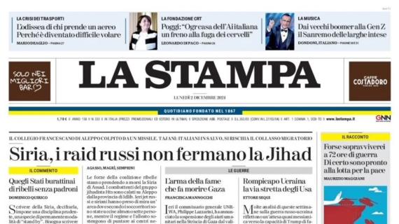 La Stampa in prima pagina: "Beffa Juventus a Lecce, raggiunta a tempo scaduto"