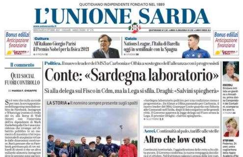 L'Unione Sarda: "Nations League, l'Italia di Barella oggi in semifinale con la Spagna"