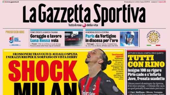 L'apertura de La Gazzetta dello Sport: "Shock Milan, carica Inter"