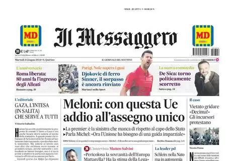 L'apertura de Il Messaggero sull'Italia di Spalletti: “Azzurri, la carica dei dieci"