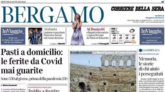 Il Corriere di Bergamo titola: "Atalanta, lesione muscolare di Palomino nel mese decisivo"