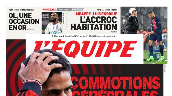 L'Equipe in prima pagina con le dichiarazioni di Varane: "Ho danneggiato il mio corpo"